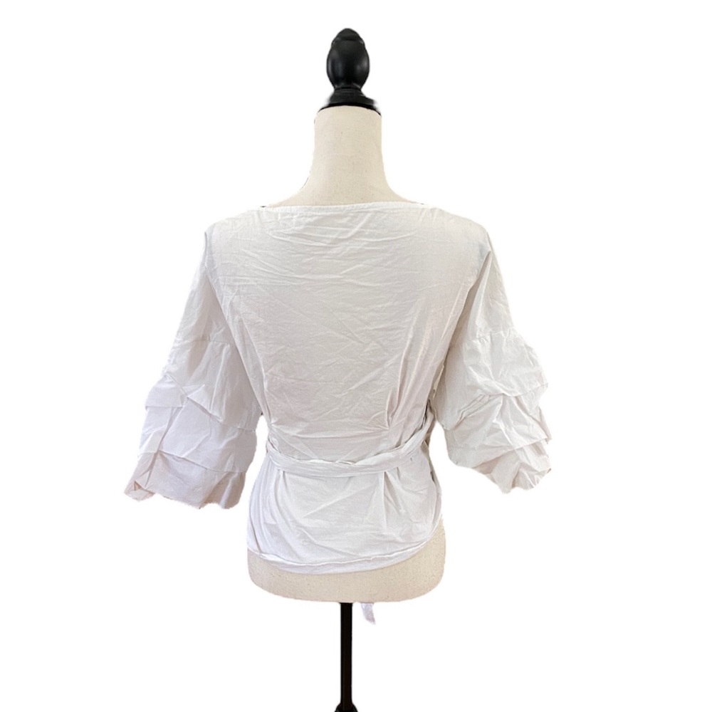Puffy Sleeve Wrap Top - Picture 2 of 2